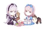  cake cup danganronpa danganronpa_3 flipped_hair food gloves hair_ribbon hairband highres hinata_hajime kamukura_izuru kirigiri_kyouko long_hair multiple_boys multiple_girls naegi_makoto nanami_chiaki pink_eyes pink_hair ponytail purple_eyes purple_hair ribbon shi_er_xian short_hair teacup 