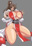  breasts brown_hair great_magami huge_breasts japanese king_of_fighters shiranui_mai thick_thighs 
