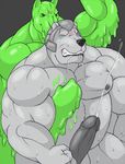  anthro bear biceps black_nose cum drooling fur huge_muscles league_of_legends male male/male mammal manly muscular muscular_male pecs polar_bear saliva slime teeth video_games volibear 
