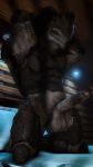  alien balls bed hands_behind_head krogan male mass_effect multi_balls muscular muscular_male penis pillow pinup pose rooking solo uncut video_games 