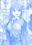  /\/\/\ 1boy 3girls :d ? ai-chan&#039;s_sister_(tawawa) ai-chan_(tawawa) anger_vein bangs blue blunt_bangs blush braid breasts chasing commentary_request eyebrows_visible_through_hair flying_sweatdrops getsuyoubi_no_tawawa himura_kiseki large_breasts medium_hair monochrome multiple_girls necktie o_o off_shoulder open_mouth pleated_skirt school_uniform setsubun shaded_face sidelocks skirt smile spoken_anger_vein sweater twin_braids |_| 