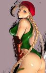  ahoge bad_id bad_pixiv_id beret blonde_hair blue_eyes bodypaint braid breasts cammy_white camouflage cropped duplicate fingerless_gloves gloves green_leotard hands_on_hips hat highleg highleg_leotard huge_ahoge impossible_clothes impossible_leotard kazakami_yuu leotard lips long_hair looking_at_viewer medium_breasts nose perky_breasts scar solo street_fighter thick_thighs thighs thong_leotard twin_braids very_long_hair 