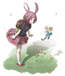  :/ animal_ears backpack bag black_legwear black_shirt blonde_hair blue_dress blush brown_hair bug bunny_ears butterfly clenched_hands closed_eyes crossed_arms dress fairy fairy_wings flower frown grass green_eyes highres insect kagawa_yuusaku leaf leaning_forward long_hair looking_at_another multiple_girls open_mouth original plaid plaid_skirt pleated_skirt red_footwear rock shirt shoes shorts skirt sleeveless sleeveless_dress socks standing thighhighs white_background white_legwear wings yellow_shorts 