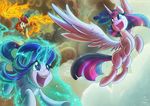  2016 cloud cutie_mark equestria_girls equine feathered_wings feathers female feral fire flying friendship_is_magic group hair hi_res horn light262 magic mammal multicolored_hair my_little_pony open_mouth purple_feathers smile starlight_glimmer_(mlp) sunset_shimmer_(eg) twilight_sparkle_(mlp) two_tone_hair unicorn winged_unicorn wings 