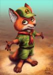  2016 3_toes 4_fingers anthro barefoot canid canine clothed clothing disney fox hanukami looking_at_viewer male mammal nick_wilde open_mouth solo standing toes young zootopia 