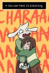 :&gt; androgynous animated animated_gif artist_name asriel_dreemurr blank_eyes blush blush_stickers brown_hair chara_(undertale) closed_eyes commentary controller english fangs furry game_console game_controller height_difference hug monster_boy nintendo_64 o_o open_mouth peppermintbee pun shirt siblings source_quote_parody spoilers striped striped_shirt sweater tears trolling undertale watermark 