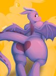  2016 anthro butt dragon female hi_res horn jerinov nude presenting presenting_hindquarters pussy red_eyes solo wings 