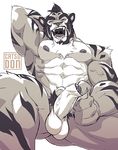  abs athletic balls beard catsudon erection facial_hair feline foreskin_play foreskin_pull looking_at_viewer male mammal muscular muscular_male nipples pecs penis pose pubes solo stripes tiger uncut vein veiny_penis 