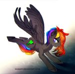  cutie_mark equine eyelashes fan_character feathers female feral fur grey_feathers grey_fur hair hooves ka-samy mammal multicolored_hair my_little_pony nude pegasus purple_eyes rainbow_hair simple_background smile standing wings 