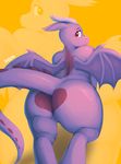  2016 anthro butt dragon female hi_res horn jerinov nude presenting presenting_hindquarters pussy red_eyes solo wings 