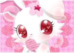 &lt;3 blush condom cute eyelashes female flower jewelpet lagomorph looking_at_viewer mammal plant rabbit red_eyes ruby_(jewelpet) solo sparkling unknown_artist 