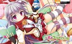  absurdres book bow bow_panties copyright_name fingerless_gloves food gloves hair_ornament hairpin hanasaki_work_spring highres long_hair milk_carton moribe_(rabumanyo) panties pillow scarf school_uniform shiranui_inori solo thighhighs underwear white_panties 