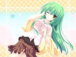  77 green_hair long_hair mikagami_mamizu panties skirt stera underwear yellow_eyes 