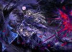  doll_joints feathers long_hair petals purple_eyes rozen_maiden sasa_ichi silver_hair solo suigintou sword weapon wings 