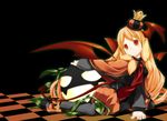  bad_id bad_pixiv_id blonde_hair copyright_request demon_tail highres long_hair pantyhose pumpkin shiratama_dango solo tail wings 