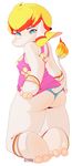  &lt;3 &lt;3_eyes 3_toes animal_crossing anklet anthro barefoot blonde_hair blue_eyes bottomless bracelet breasts butt clothed clothing elephant female hair happy hindpaw jewelry kneeling mammal margie nintendo panties paws purochen shirt slightly_chubby smile soles solo toes underwear video_games 