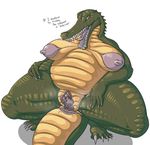  2016 anthro anus areola big_breasts breasts crocodile crocodilian english_text erect_nipples female huge_breasts liarborn nipples nude overweight pussy reptile scalie solo teeth text 