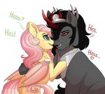  2016 bat_pony cute equine evehly female feral flutterbat_(mlp) fluttershy_(mlp) friendship_is_magic horn king_sombra_(mlp) male mammal my_little_pony smile unicorn 