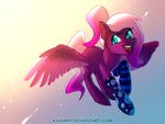  blue_eyes clothing equine eyelashes fan_character feathered_wings feathers female feral flying fur gradient_hair hair hooves ka-samy legwear mammal my_little_pony open_mouth pegasus pink_hair purple_feathers purple_fur purple_hair purple_hooves smile socks solo teeth tongue wings 