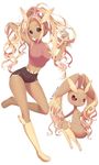  animal_ears arms_up black_sclera blonde_hair boots breasts bunny_ears crop_top cutoffs dark_skin furry gen_4_pokemon hands_in_hair highres knee_boots long_hair lopunny medium_breasts midriff navel p.p_(operson_nangko) personification pink_eyes pokemon pokemon_(creature) ponytail short_shorts shorts sleeveless smile standing standing_on_one_leg very_long_hair 