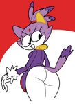  angry anthro blaze_the_cat butt cat clothed clothing feline female from_behind_position fur looking_back mammal purple_fur robbonp sex simple_background solo sonic_(series) sweater video_games white_gloves 