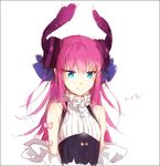  bare_shoulders blue_eyes detached_sleeves elizabeth_bathory_(fate) elizabeth_bathory_(fate)_(all) fate/extra fate/extra_ccc fate_(series) hakusai_(tiahszld) horns long_hair looking_at_viewer purple_hair rojiura_satsuki:_chapter_heroine_sanctuary simple_background sleeveless smile solo white_background 