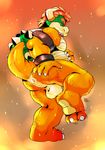  backsack balls barazoku barefoot bowser butt koopa looking_at_viewer looking_down low-angle_view male mario_bros musclegut nintendo nokemy nude on_one_leg perineum pinup pose presenting presenting_hindquarters raised_tail scalie shell signature solo standing video_games 