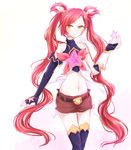  1girl alternate_costume alternate_hair_color jinx_(league_of_legends) league_of_legends magical_girl short_shorts shorts smile solo star_guardian_jinx thighhighs twintails 
