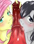  2016 animal_genitalia animal_penis anthro anthrofied blush chango-tan collaborative_fellatio duo_focus earth_pony equine equine_penis erection fellatio female fluttershy_(mlp) friendship_is_magic group hair hi_res horse licking long_hair looking_at_viewer male male/female mammal marble_pie_(mlp) my_little_pony nude oral penis penis_lick pony sex simple_background tongue tongue_out vein veiny_penis white_background 
