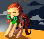  brown_hair clothed clothing cutie_mark equine eyes_closed fan_character female feral fur hair headphones hooves horn ka-samy mammal my_little_pony smile solo standing tan_fur unicorn 