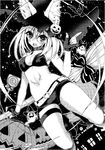  amakawa_sakko animal_ears bikini_top garter halloween monochrome tail tattoo witch 