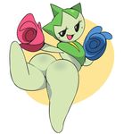  ambiguous_gender anthro balancing big_butt butt flora_fauna flower humanoid looking_at_viewer nintendo nude open_mouth plant pok&eacute;mon robbonp rose roselia simple_background smile solo standing thick_thighs video_games white_background wide_hips 