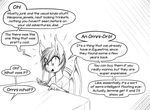  2016 anthro bat_pony card dialogue english_text fan_character female monochrome my_little_pony nolegs_(oc) replica_(artist) table text 