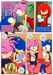  2012 ^_^ amy_rose bbmbbf belt blush body_swap bra breasts cleavage clothed clothing comic door dress echidna eyes_closed female food footwear fruit gloves guava half-closed_eyes happy hedgehog horny imminent_sex knuckles_the_echidna living_room male mammal mobius_unleashed monotreme naughty_face navel o_o palcomix palcomix_vip pants plant restaurant scrunchie shirt shoes shorts smile smirk sofa sonic_(series) sonic_the_hedgehog spikes table tablecloth teeth text underwear undressing 