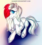  blue_eyes cutie_mark equine eyelashes fan_character female feral flower fur hair hooves ka-samy mammal my_little_pony nude plant red_hair simple_background solo white_background white_fur white_hair 