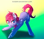  equine eyelashes fan_character female feral gradient_background hair hooves ka-samy mammal my_little_pony nude pink_eyes pink_hair simple_background smile solo standing 