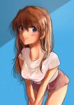  1girl blue_eyes blush breasts brown_hair cleavage dan_da_dan86 highres long_hair looking_at_viewer medium_breasts neon_genesis_evangelion see-through see-through_shirt souryuu_asuka_langley 