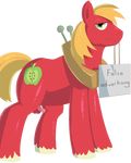  2016 alpha_channel animal_genitalia animal_penis balls big_macintosh_(mlp) blonde_hair cutie_mark earth_pony english_text equine equine_penis erection feral friendship_is_magic fur green_eyes hair horse looking_at_viewer male mammal mintyskin my_little_pony penis pony red_fur sign simple_background solo text transparent_background 