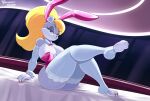 absurd_res anthro berri big_breasts blonde_hair blue_eyes breasts bunny_costume butt clothing conker&#039;s_bad_fur_day costume ears_up fake_ears fake_rabbit_ears female footwear hair hi_res long_hair looking_at_viewer mammal pink_clothing rareware rodent sky socks solo