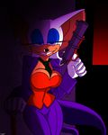  2014 anthro bat big_breasts blood breasts cleavage clothed clothing female gun mammal ranged_weapon rouge_the_bat smile solo sonic_(series) supersonicrulaa weapon 