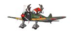  a6m_zero aircraft antlers cockpit hat imperial_japanese_navy no_humans porusasu propeller real_life red_headwear reindeer_antlers roundel santa_hat wheel white_background 