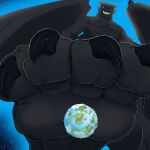 bigger_than_a_planet claws dragon getting_stronger glowing growing growth hi_res jazzumi kael_artherion looming macro male planet smile solo space stomping than toe_claws