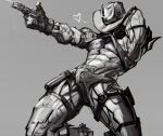&lt;3 abs clothed clothing cowboy cowboy_hat erection erection_under_clothing hat headgear headwear humanoid inviting kneeling kneeling_on_ground machine male mostly_nude muscular muscular_humanoid muscular_male raised_clothing raised_shirt raised_topwear robot shirt solo steelforgecanis topwear torn_clothing