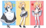  1girl absurdres alternate_costume anger_vein apron back_bow bare_shoulders bikini black_bikini black_dress black_footwear black_skirt blonde_hair blue_archive blue_ribbon blush bow breasts brown_eyes closed_mouth commentary detached_collar detached_sleeves dress enmaided frilled_apron frilled_bikini frilled_dress frilled_skirt frills from_behind full_body garter_straps grin halo heart highres lettu long_dress looking_at_viewer maid maid_apron maid_bikini maid_headdress medium_dress medium_hair medium_skirt multiple_views neck_ribbon notice_lines pantyhose parted_lips pinky_out puffy_short_sleeves puffy_sleeves ribbon shoes short_sleeves side-tie_bikini_bottom skirt skirt_hold small_breasts smile standing sweatdrop swimsuit teeth thighhighs twintails unconventional_maid waist_apron white_apron white_bow white_pantyhose white_thighhighs wrist_cuffs yellow_halo yoshimi_(blue_archive) 