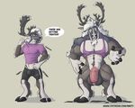  anthro balls bulge cervine clothing growth male mammal mnty mnty_(character) muscle_growth penis reindeer torn_clothing 