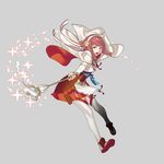  absurdres elbow_gloves fire_emblem fire_emblem_if gloves hair_ornament hairband highres japanese_clothes kozaki_yuusuke nontraditional_miko official_art pink_hair red_eyes sakura_(fire_emblem_if) short_hair simple_background solo staff thighhighs white_legwear zettai_ryouiki 