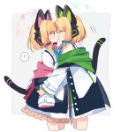  2girls animal_ear_headphones animal_ears blonde_hair blue_archive cat_tail fake_animal_ears headphones jacket kiss long_sleeves midori_(blue_archive) momoi_(blue_archive) multiple_girls short_hair siblings sisters tail twins white_jacket yun_(dust-i1) yuri 