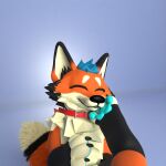3d_(artwork) 4:3 4_toes ambiguous_gender anthro blender_(software) blue_hair blue_pawpads canid canine digital_media_(artwork) feet fluffy fox hair hi_res male mammal mango_fox pawpads paws simple_background smile solo toes