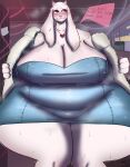&lt;3 anthro big_breasts big_butt blush bodily_fluids bovid breasts butt caprine clothing female ghostcoronel2 goat heart_necklace hi_res long_ears mammal musk musk_clouds navel_outline night_dress overweight sectum solo sweat tight_clothing toriel undertale_(series)