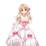  blonde_hair braid breasts brown_eyes character_request cleavage dress highres kusaka_souji large_breasts long_hair looking_at_viewer official_art open_mouth puffy_sleeves short_sleeves solo transparent_background uchi_no_hime-sama_ga_ichiban_kawaii wrist_cuffs 